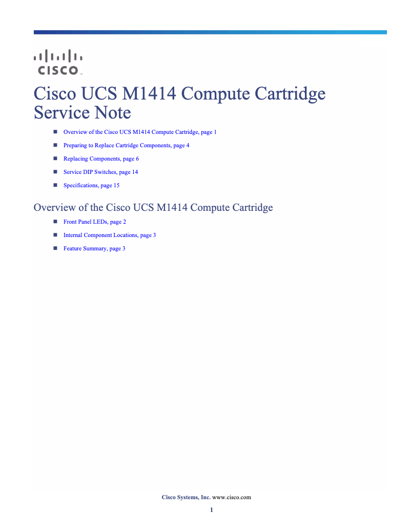 Page n°1 - Manuel utilisateur Cisco UCS M1414