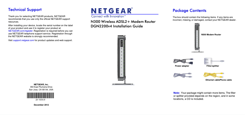Page 1 de la notice Manuel utilisateur Netgear DGN2200BV4