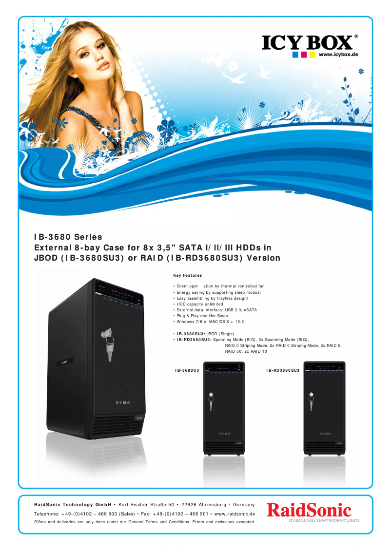 Page 1 de la notice Fiche technique Icy Box IB-3680SU3