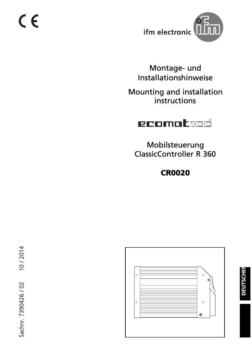 Page n°1 - Manuel utilisateur IFM CR0020