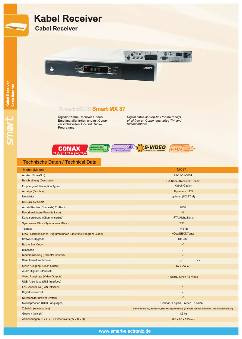 Image de la première page du manuel de l'appareil MX 87