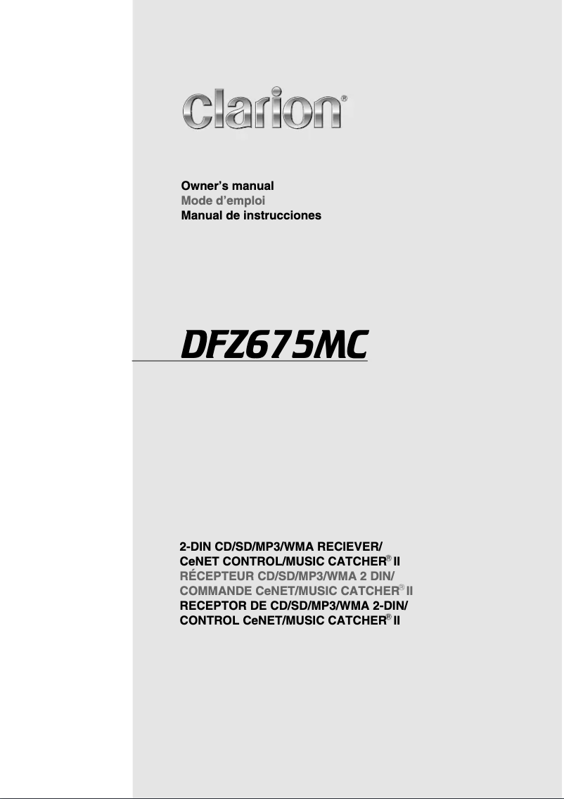 Page 1 de la notice Manuel utilisateur Clarion DFZ675MC