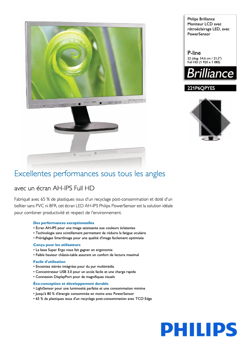 Imagen de la primera página del manual del dispositivo Brilliance 221P6QPYES