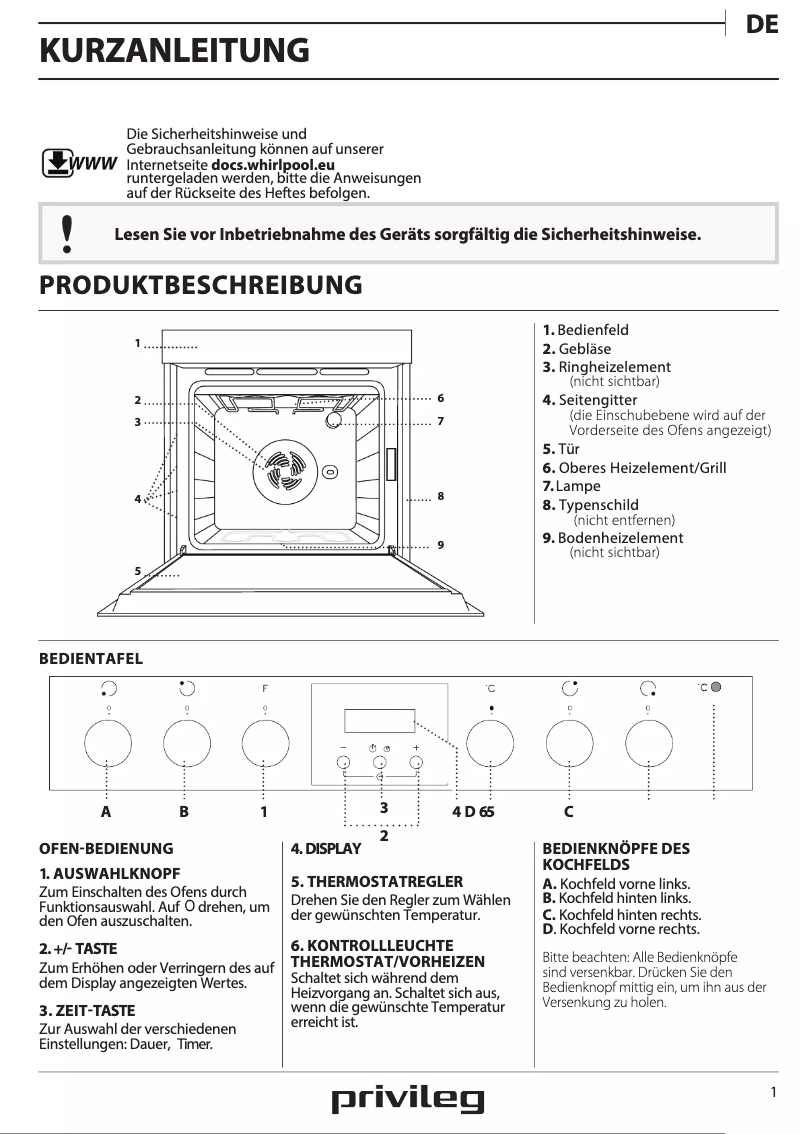 Page n°1 - Manuel utilisateur Privileg PHVR6 OH8V2 IN