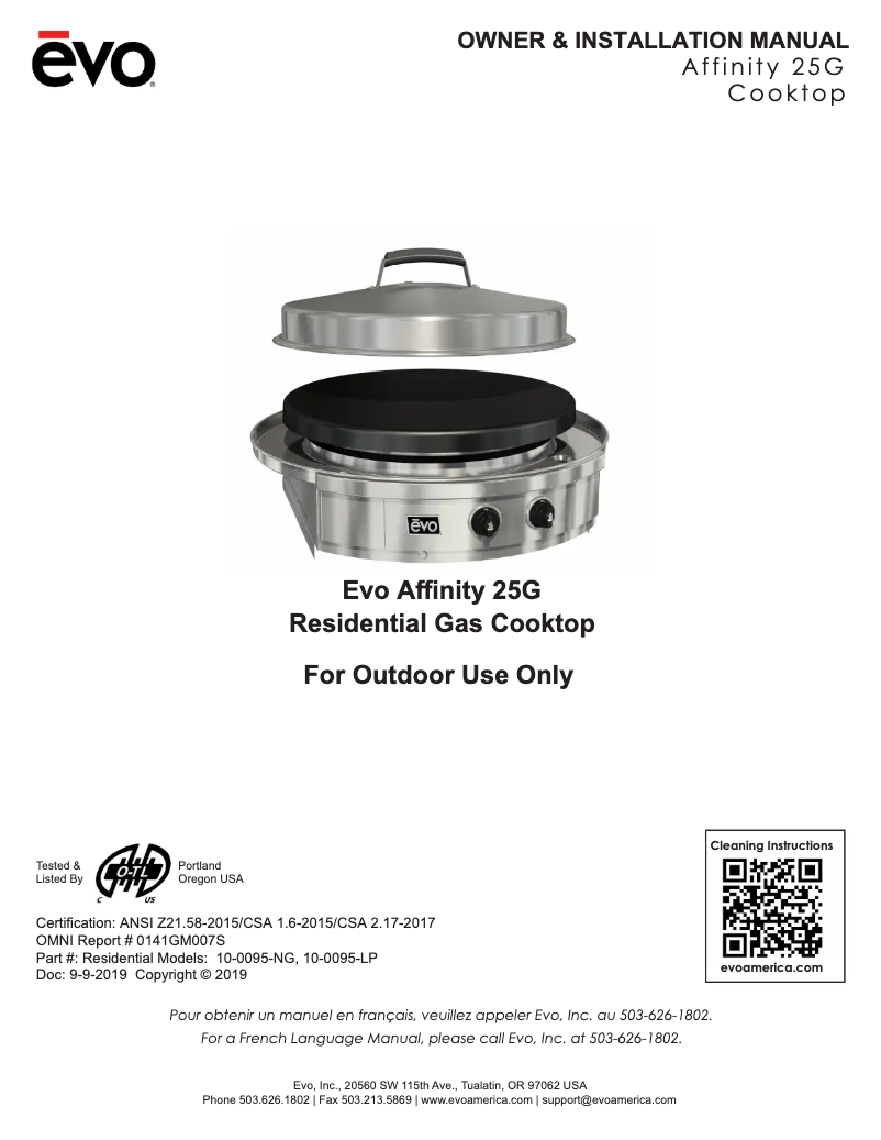 Página 1 del manual Manual de usuario EVO Affinity 25G