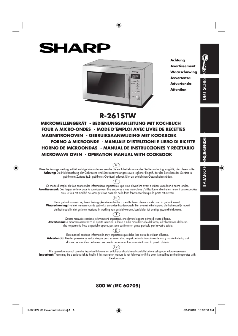 Page 1 de la notice Manuel utilisateur Sharp R-261STW