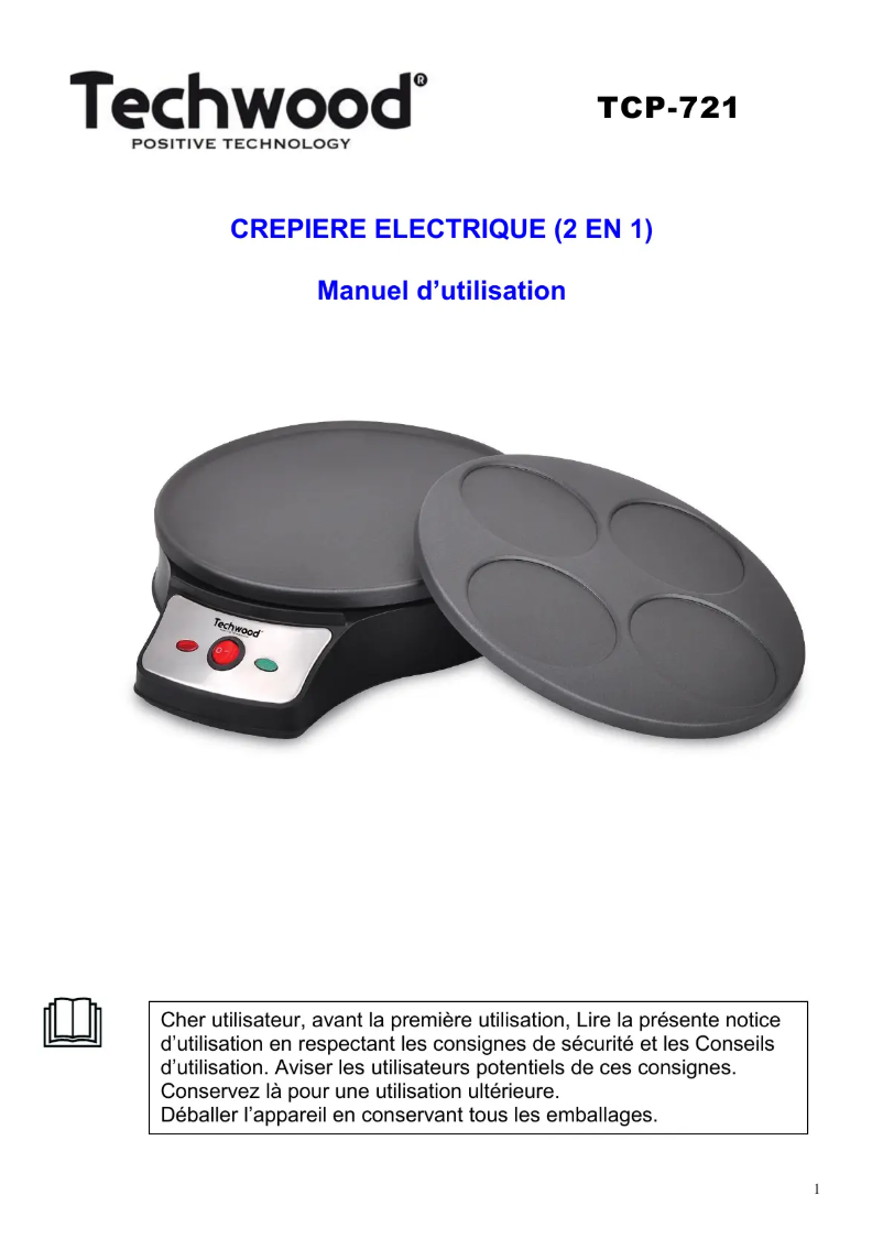 Page n°1 - Manuel utilisateur Techwood TCP-721