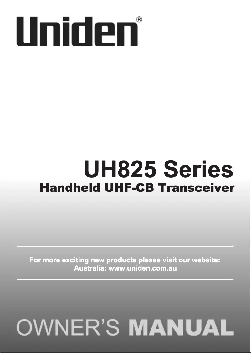 Image de la première page du manuel de l'appareil UH825-2TP