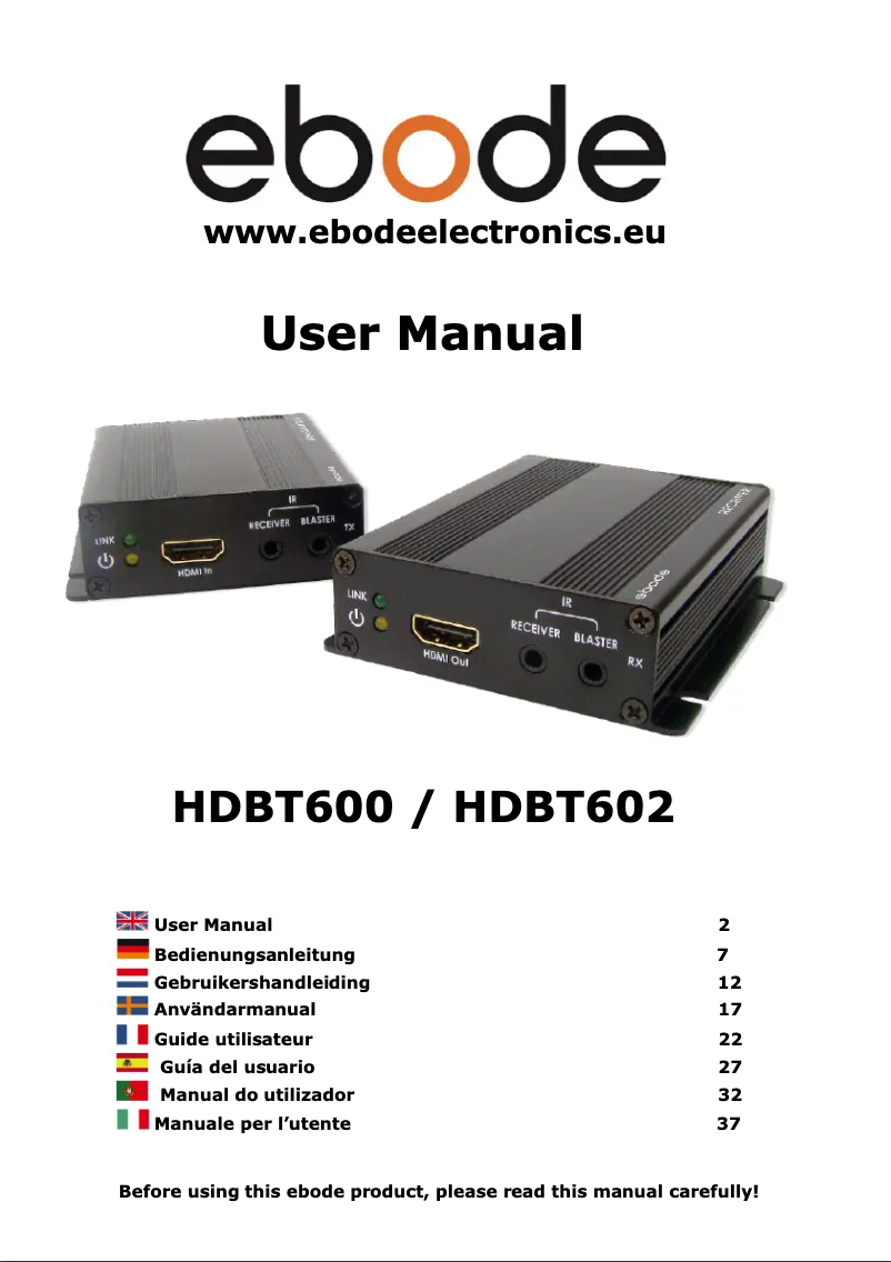 Page n°1 - Manuel utilisateur ebode HDBT600