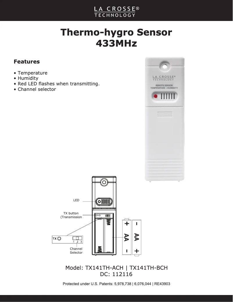 Página 1 del manual Manual de usuario La Crosse Technology TX141TH-BCH