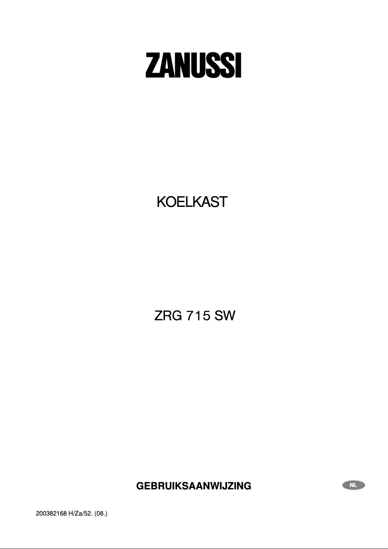 Image de la première page du manuel de l'appareil ZRG715SW