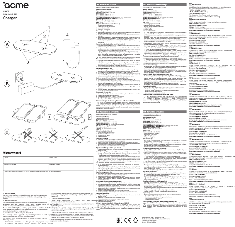 Page 1 de la notice Manuel utilisateur Acme CH305