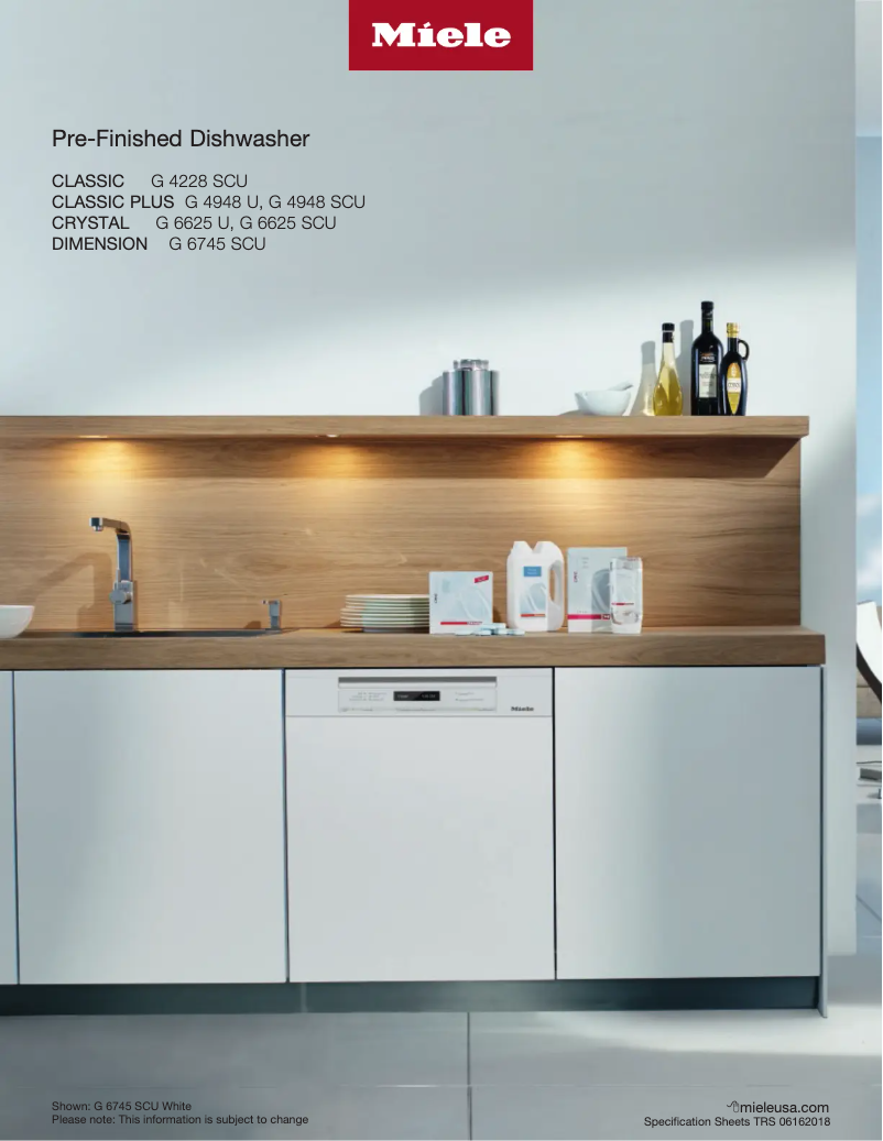 Page 1 de la notice Fiche technique Miele G 4948 SCU AM