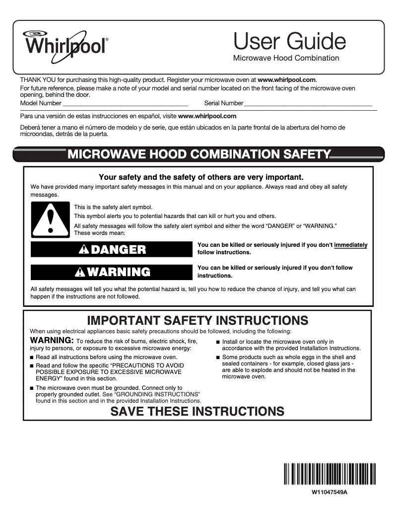 Page 1 de la notice Mode d'emploi Whirlpool YWMH53521HW