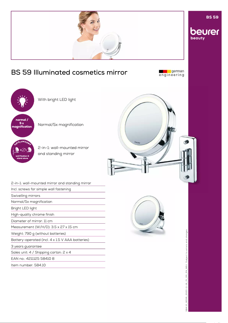 Page n°1 - Fiche technique Beurer BS 59