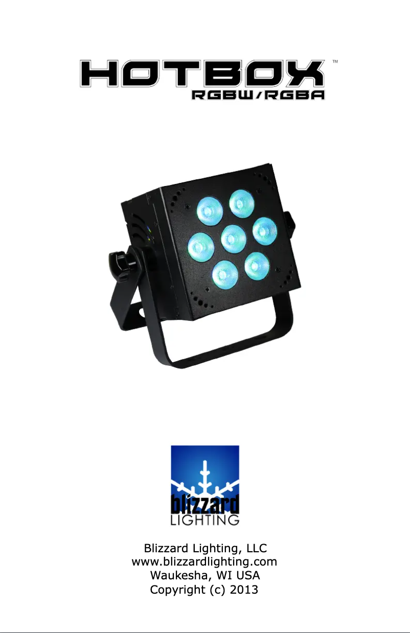 Page n°1 - Manuel utilisateur Blizzard HotBox RGBA