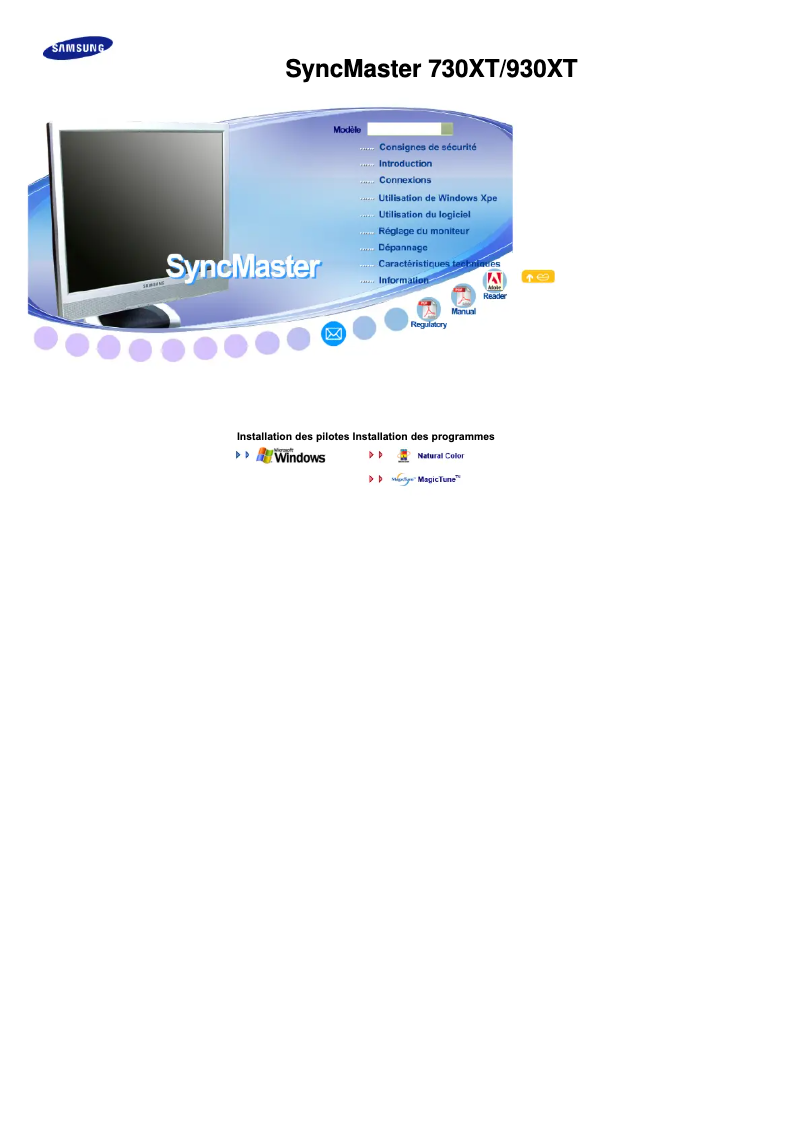 Page 1 de la notice Manuel utilisateur Samsung Syncmaster 930XT