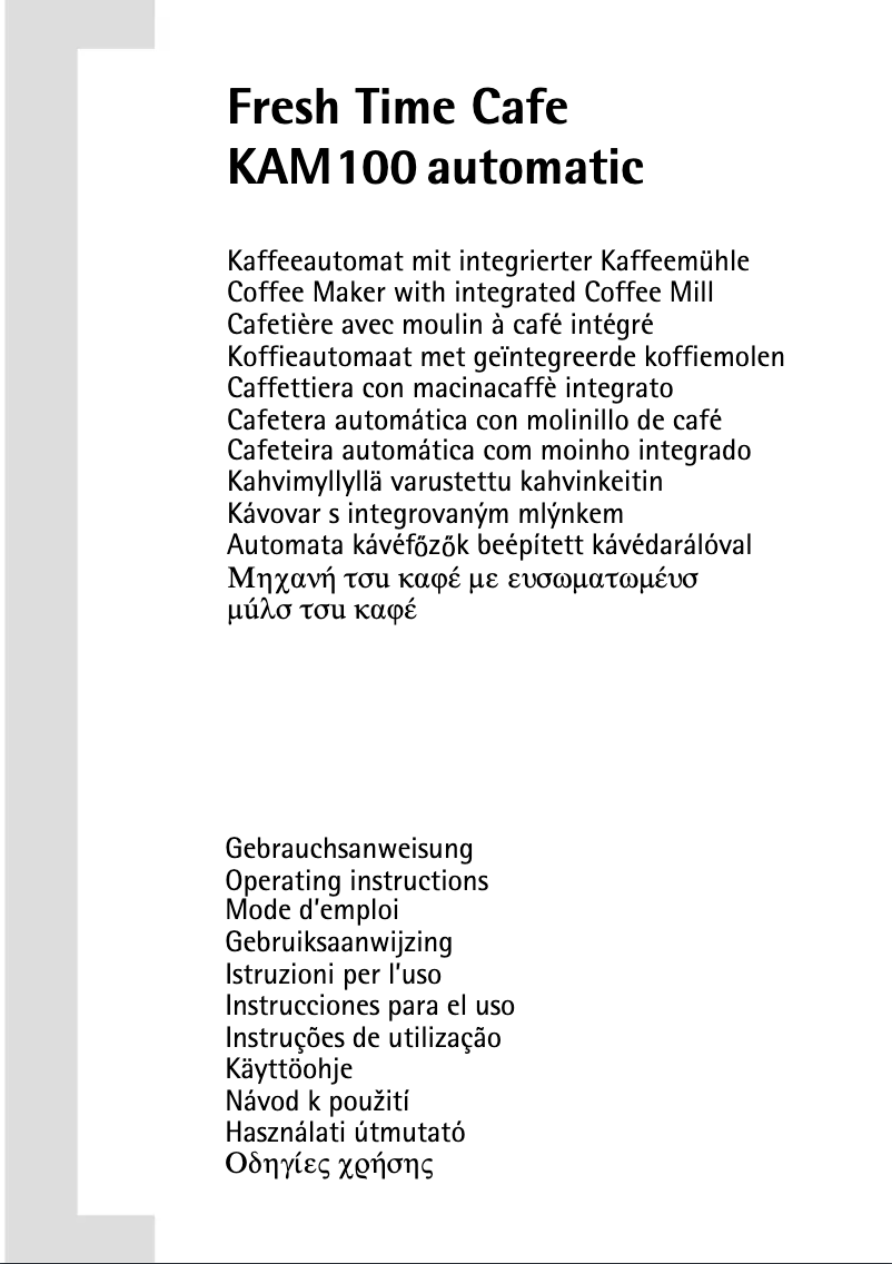 Page n°1 - Manuel utilisateur DeLonghi Fresh Time Cafe KAM 100