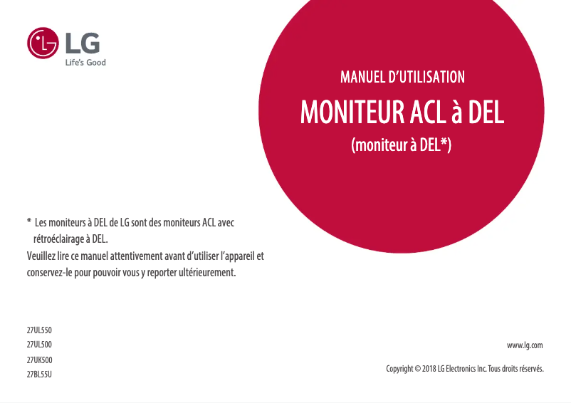 Image de la première page du manuel de l'appareil 27UK500-B