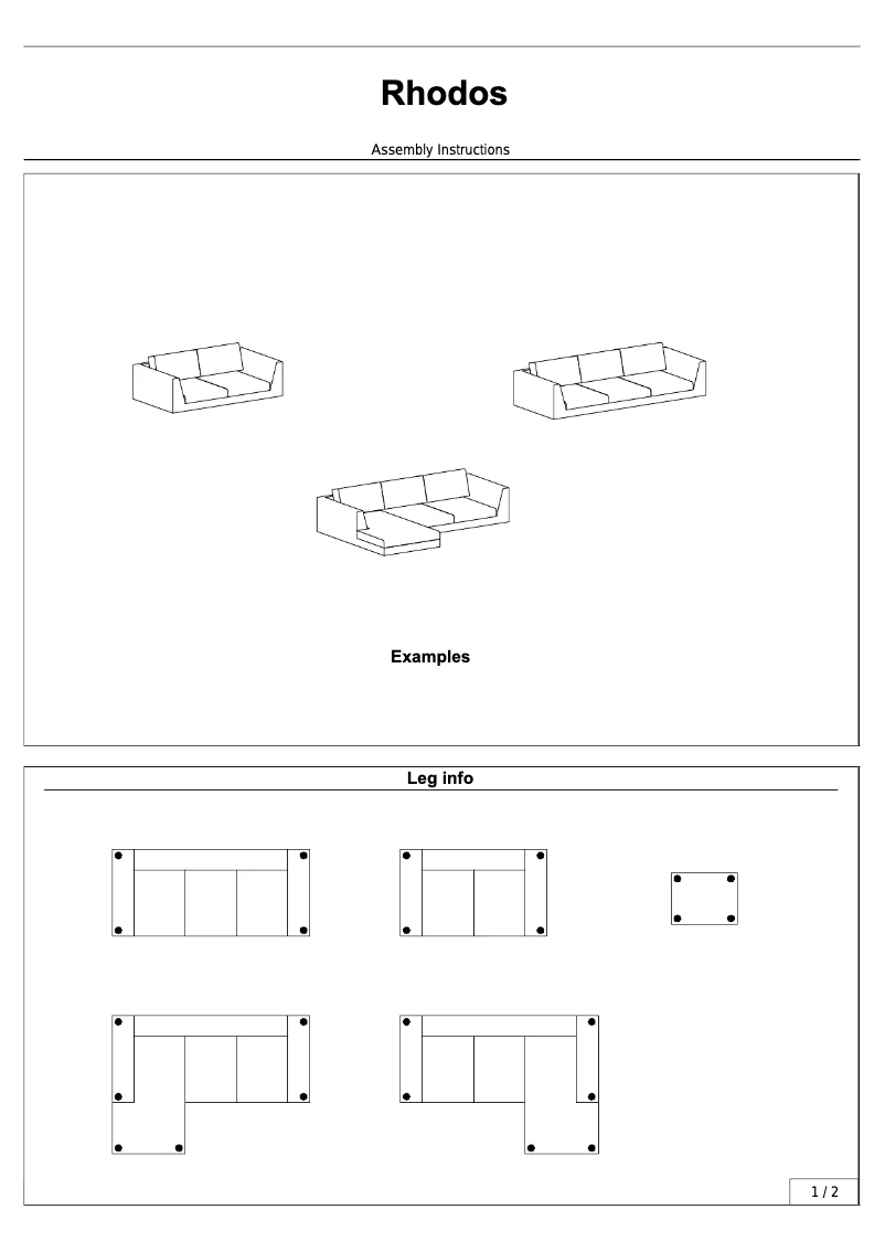 Page 1 de la notice Manuel utilisateur BoConcept Rhodos