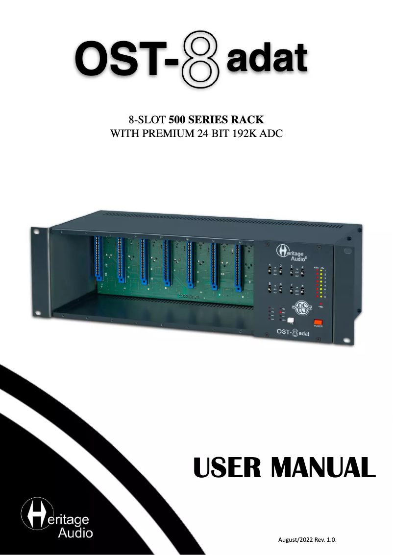 Page 1 de la notice Manuel utilisateur Heritage Audio OST-8 adat