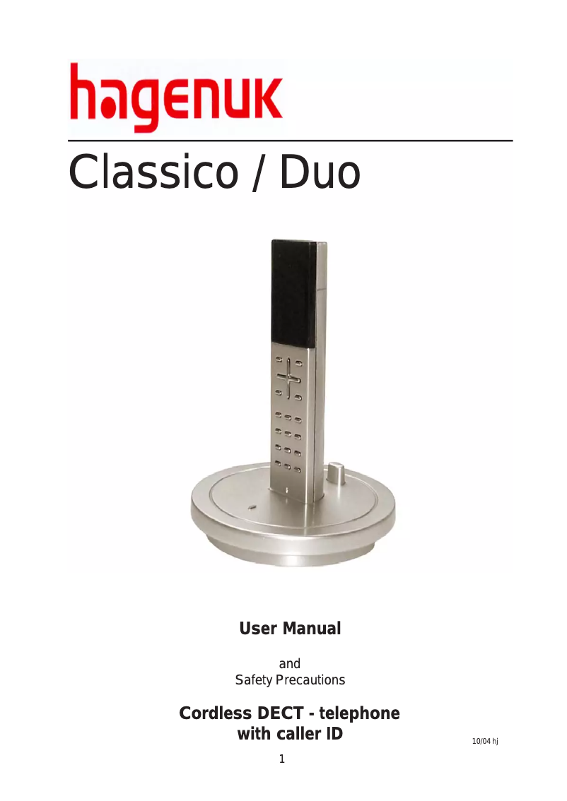 Image de la première page du manuel de l'appareil Classico