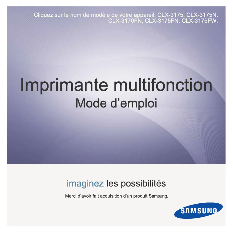 Page 1 de la notice Manuel utilisateur Samsung CLP-3175