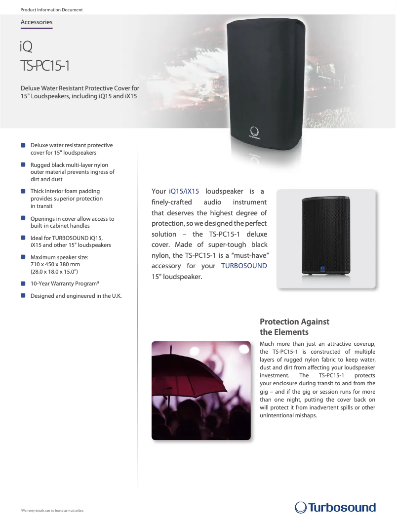 Page n°1 - Fiche technique Turbosound TS-PC15-1