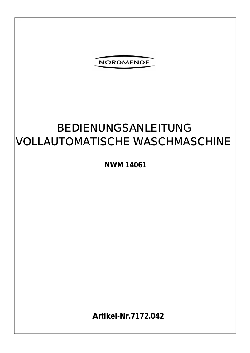 Page 1 de la notice Manuel utilisateur Nordmende NWM14061