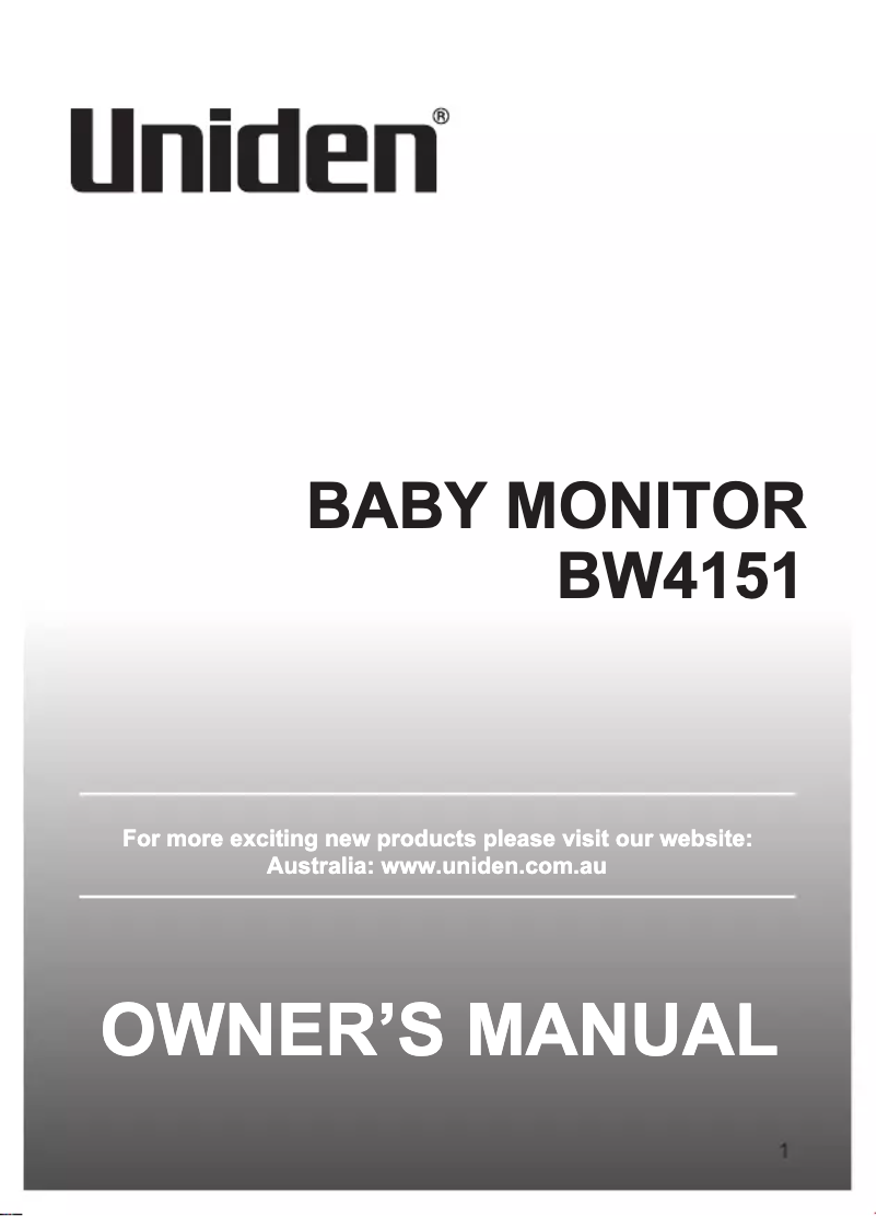 Page n°1 - Manuel utilisateur Uniden BW 4151