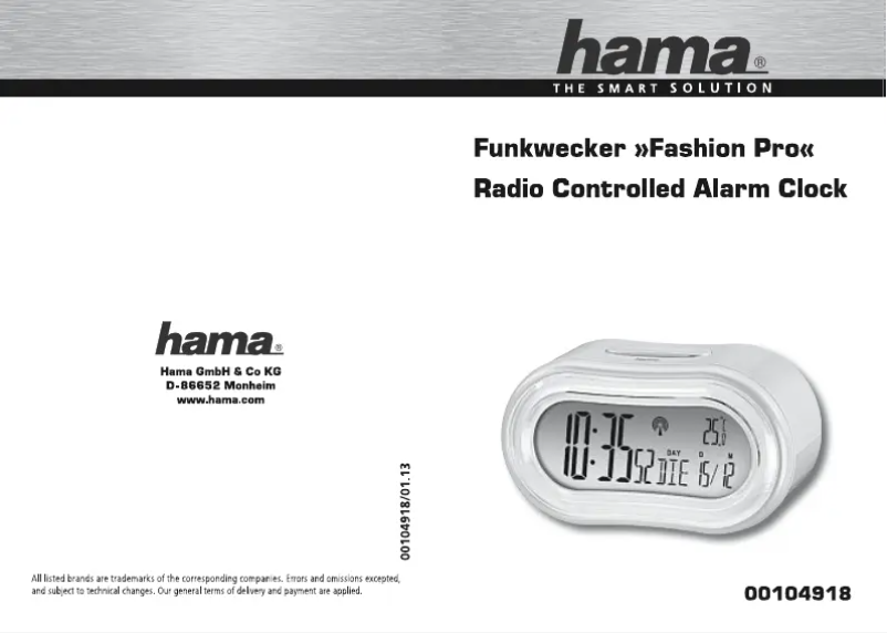 Page 1 de la notice Manuel utilisateur Hama 104918