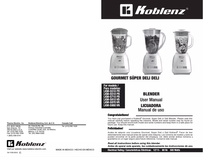 Page 1 de la notice Manuel utilisateur Koblenz LKM-5970