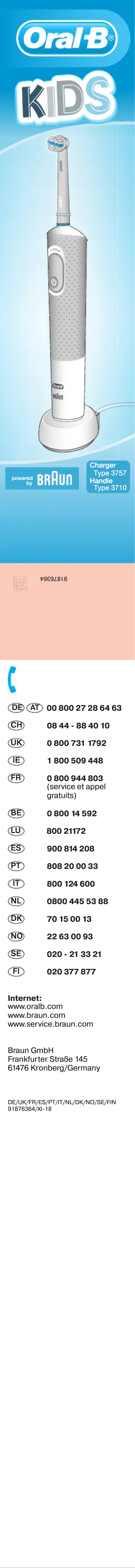 Page 1 de la notice Manuel utilisateur Oral-B Kids