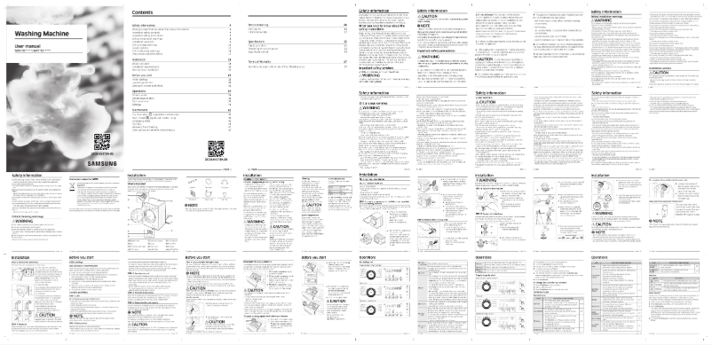 Page 1 de la notice Manuel utilisateur Samsung WW66R20GK0S