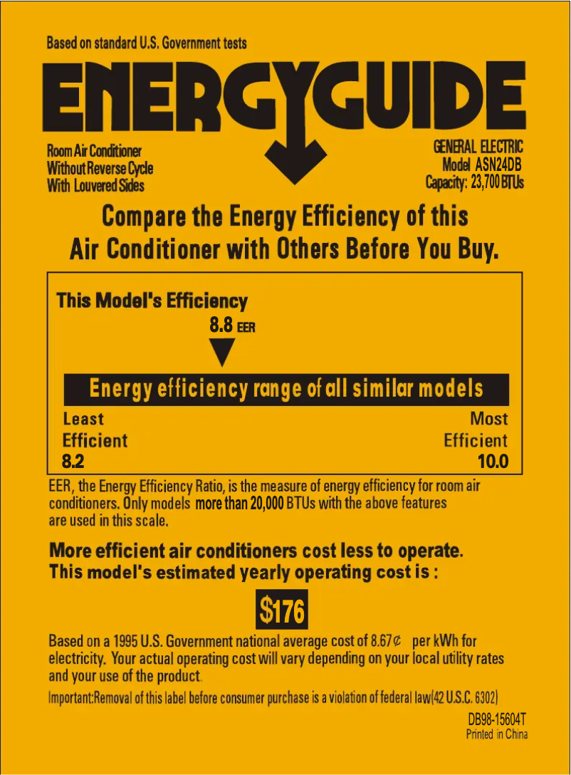 Page n°1 - Label énergétique GE ASN24DB