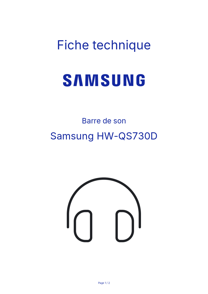 Page n°1 - Fiche technique Samsung HW-QS730D