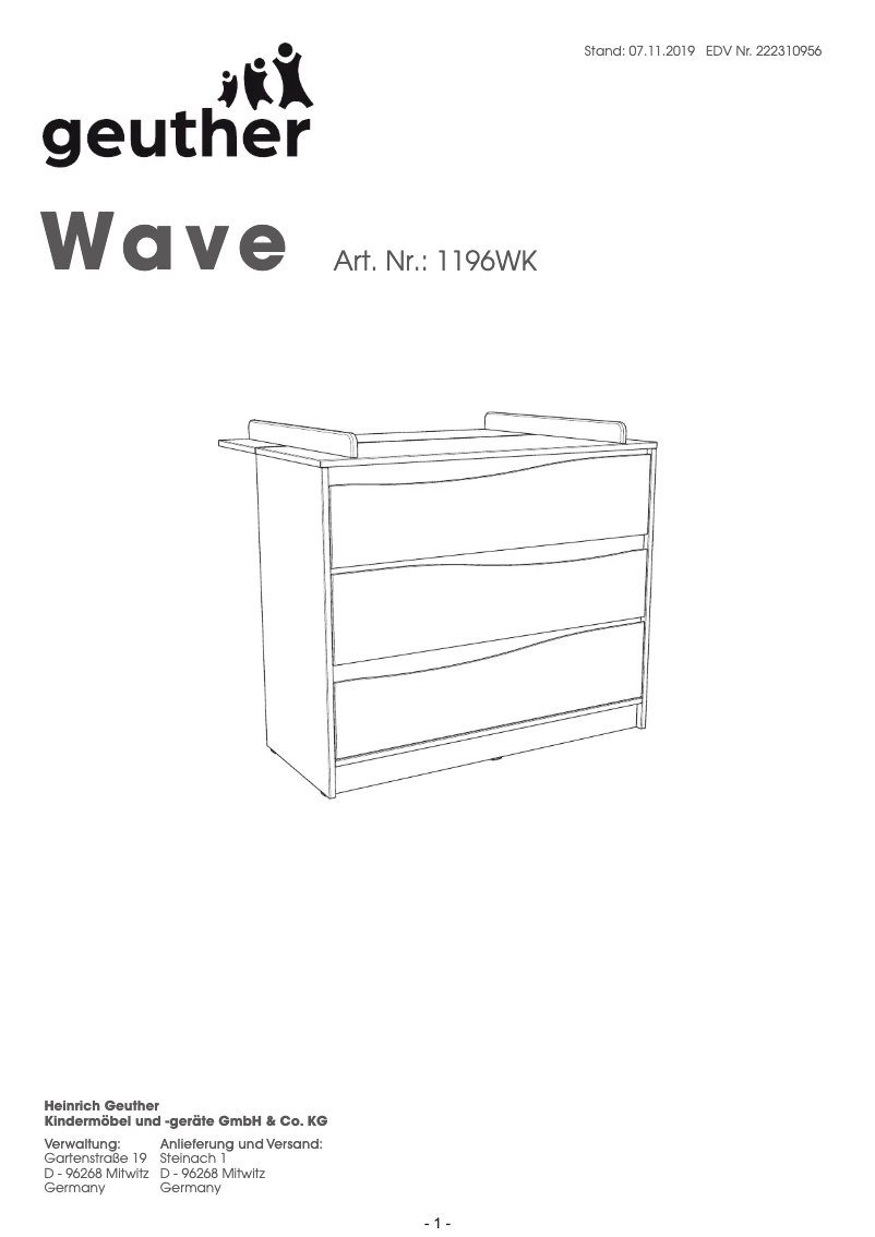 Page n°1 - Manuel utilisateur Geuther Wave 1196WK
