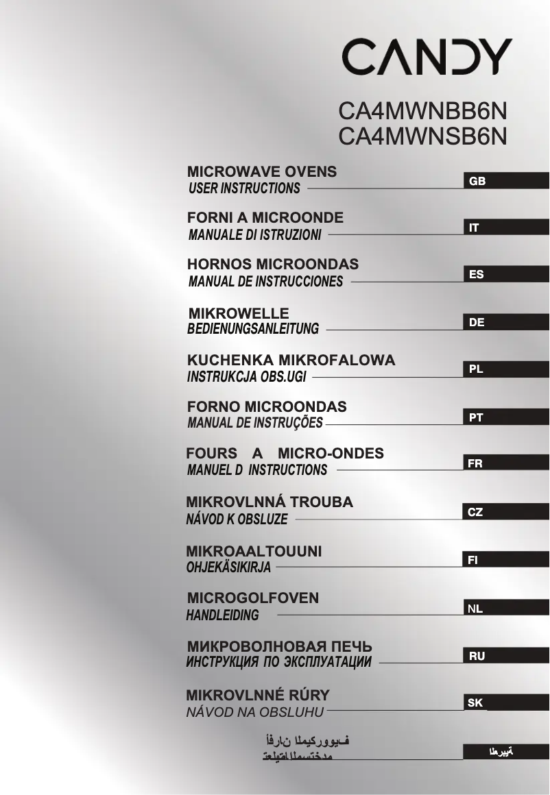 Page 1 de la notice Manuel utilisateur Candy CA4MWNBB6N