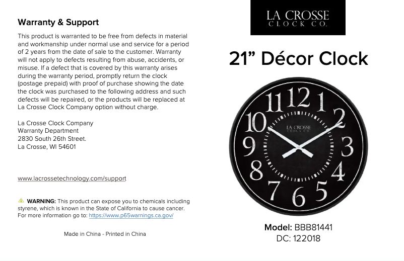 Page n°1 - Manuel utilisateur La Crosse Technology BBB81441