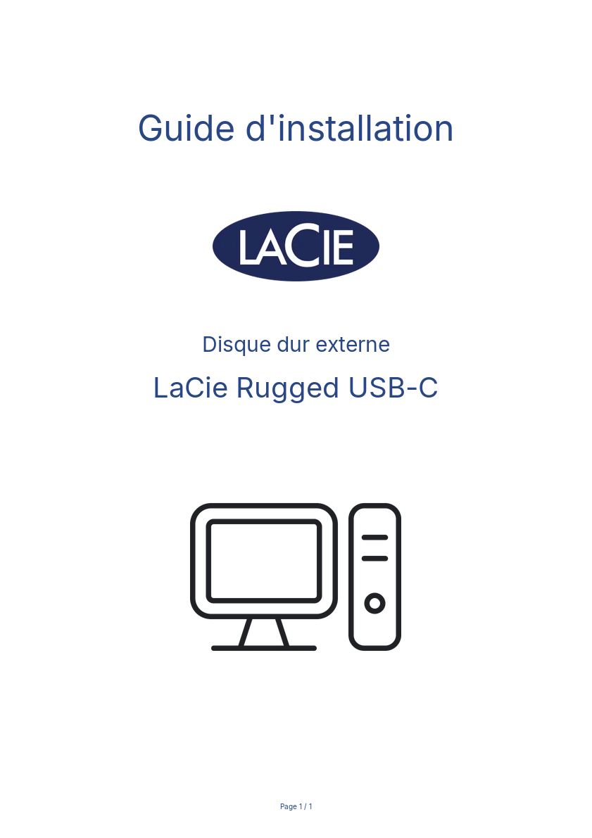 Page n°1 - Guide d'installation LaCie Rugged USB-C
