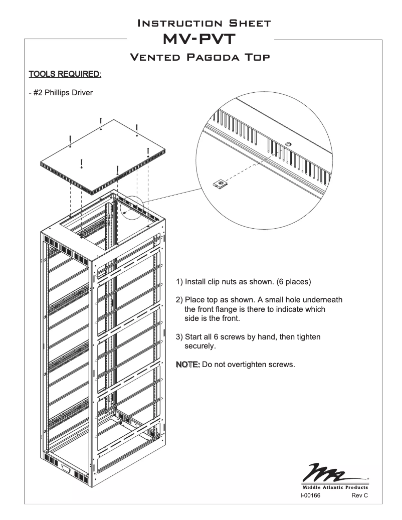 Page n°1 - Manuel utilisateur Middle Atlantic MV-PVT26