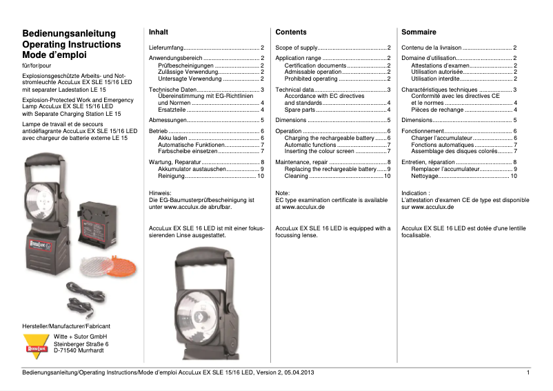 Página 1 del manual Manual de usuario AccuLux SLE 16