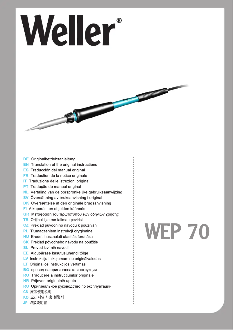 Page n°1 - Manuel utilisateur Weller WEP 70