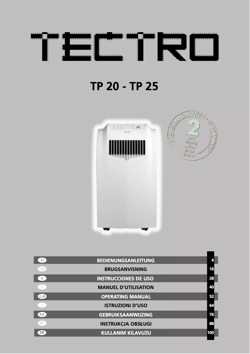 Page n°1 - Manuel utilisateur Tectro TP 25