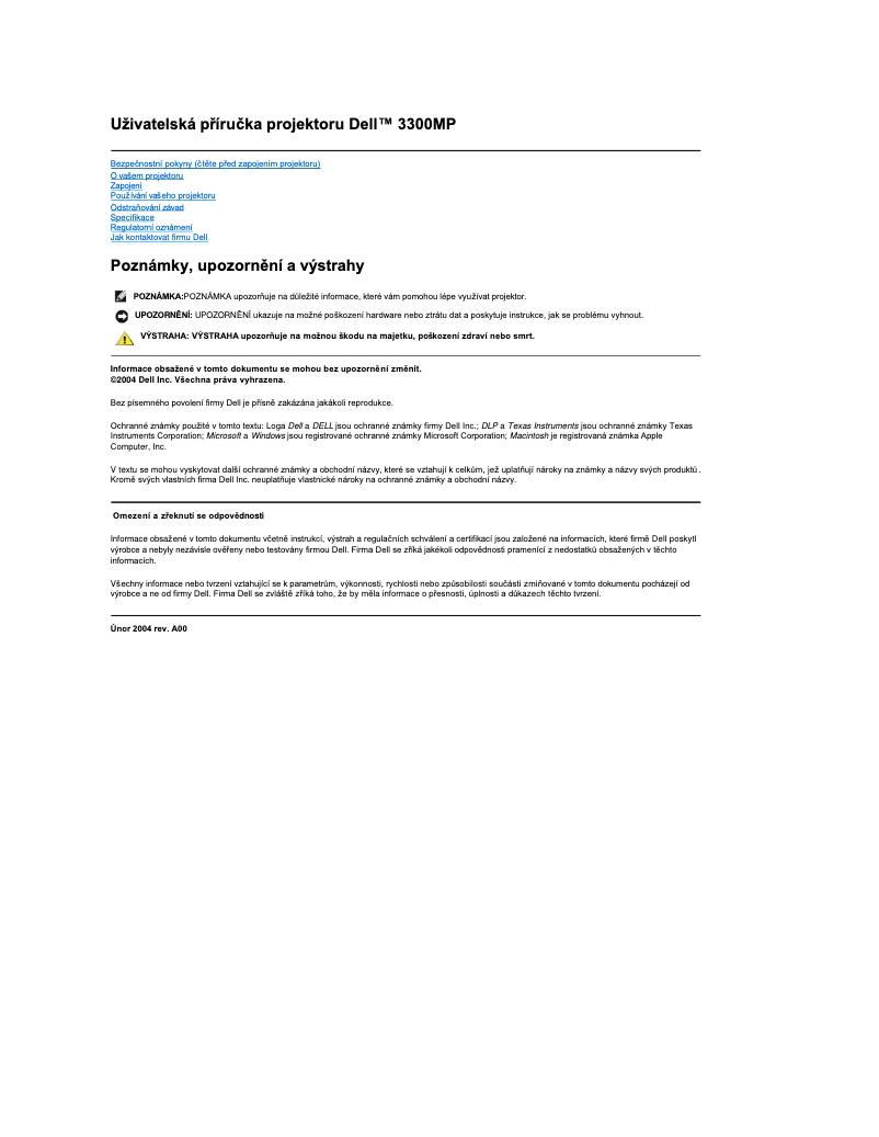 Page 1 de la notice Manuel utilisateur Dell 3300MP