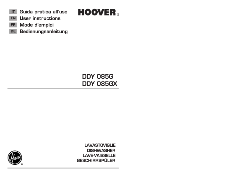 Page 1 de la notice Manuel utilisateur Hoover DDY 085G/3-AUS