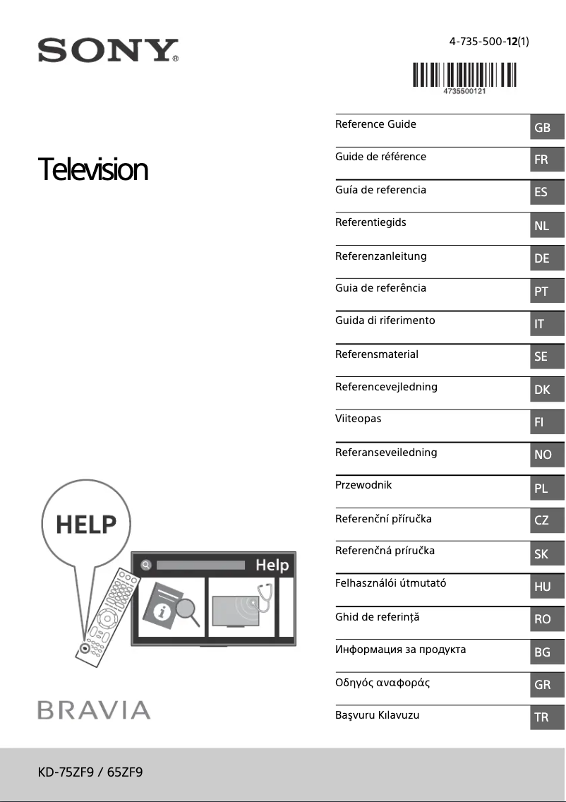 Image de la première page du manuel de l'appareil Bravia KD-65ZF9