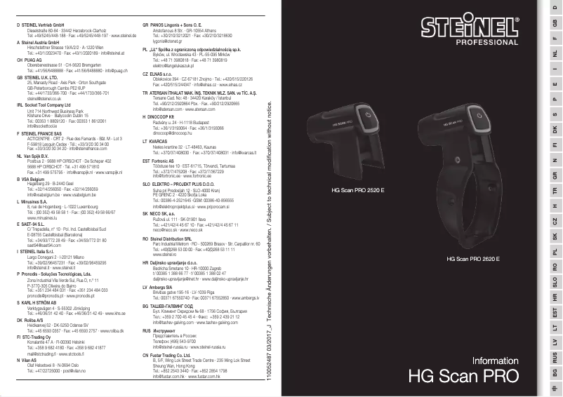 Page 1 de la notice Manuel utilisateur Steinel HG 2520 E