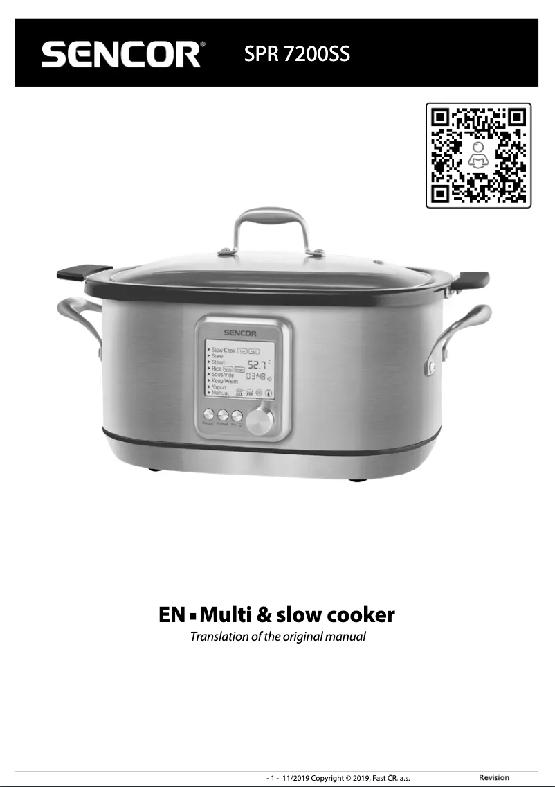 Page 1 de la notice Manuel utilisateur Sencor SPR 7200SS
