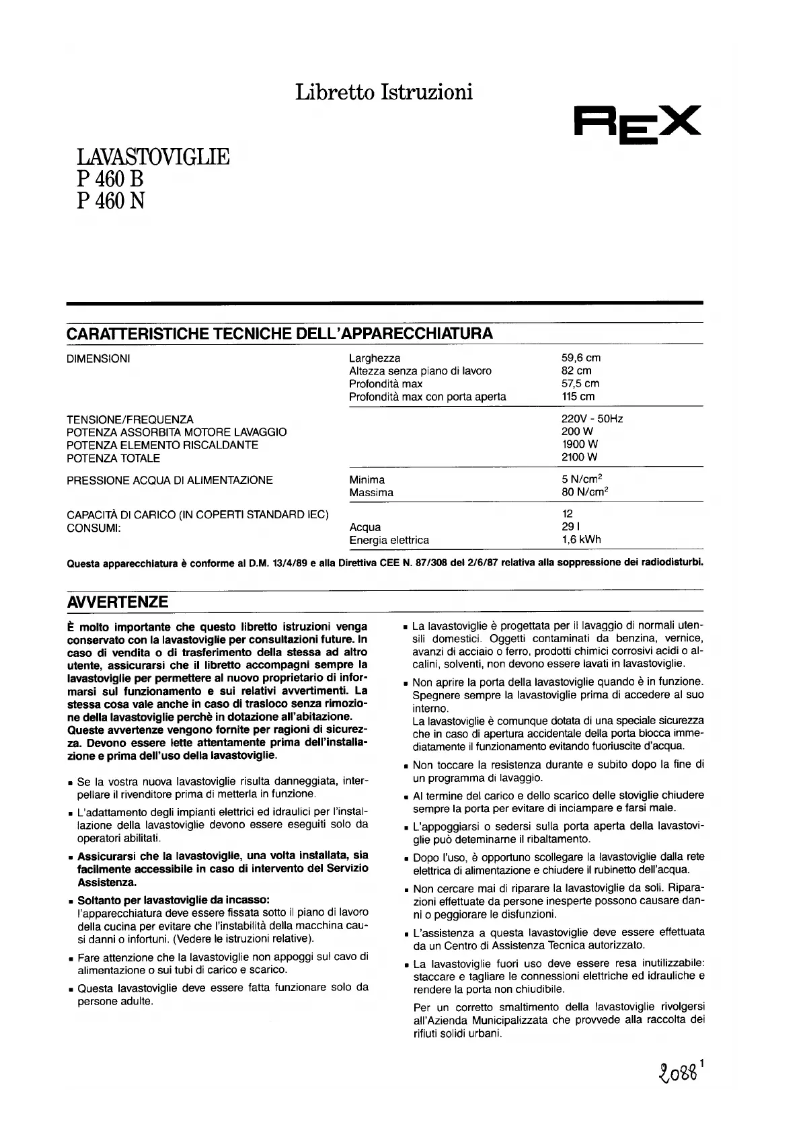 Page 1 de la notice Manuel utilisateur Rex P460N